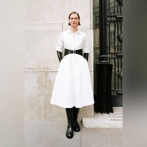 Jonathan Simkhai White Shirt Midi Dress with Black Belt